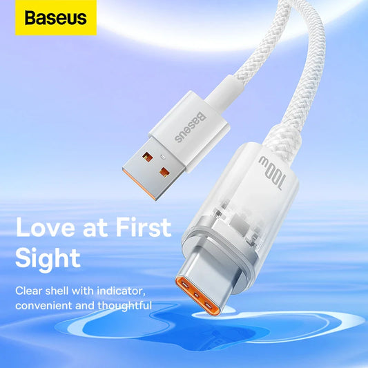 Baseus Flash USB‑C Quick Charge Cable 6A 1m White High‑Power
