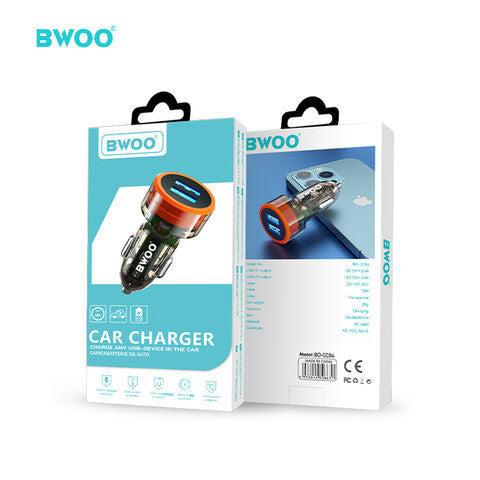 BWOO 12W Compact Dual USB Car Charger with Fast Charging