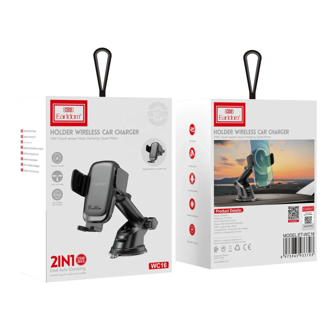 Earldom 15W Wireless Car Charger with Suction Cup Holder