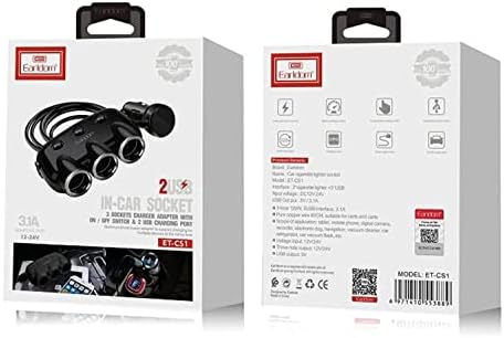 Earldom ES-CS1 Dual USB Car Socket Charger Splitter 3×12/24V