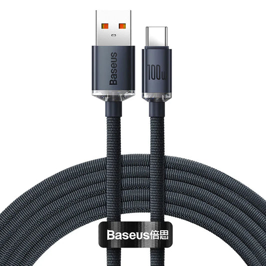 Baseus Crystal Shine 2m USB‑C Fast Charging Cable Black