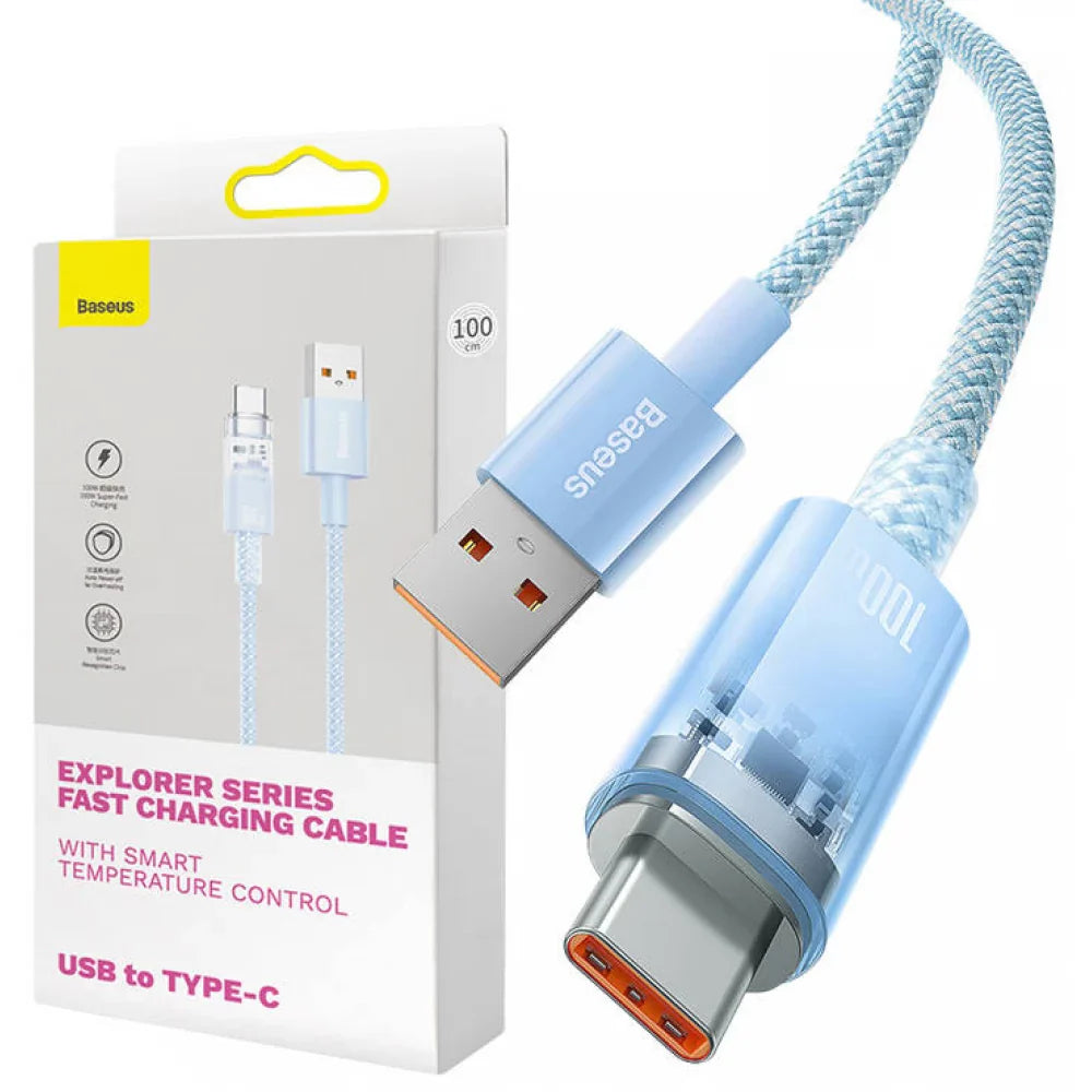 Baseus Flash USB‑C Quick Charge Cable 6A 1m Blue