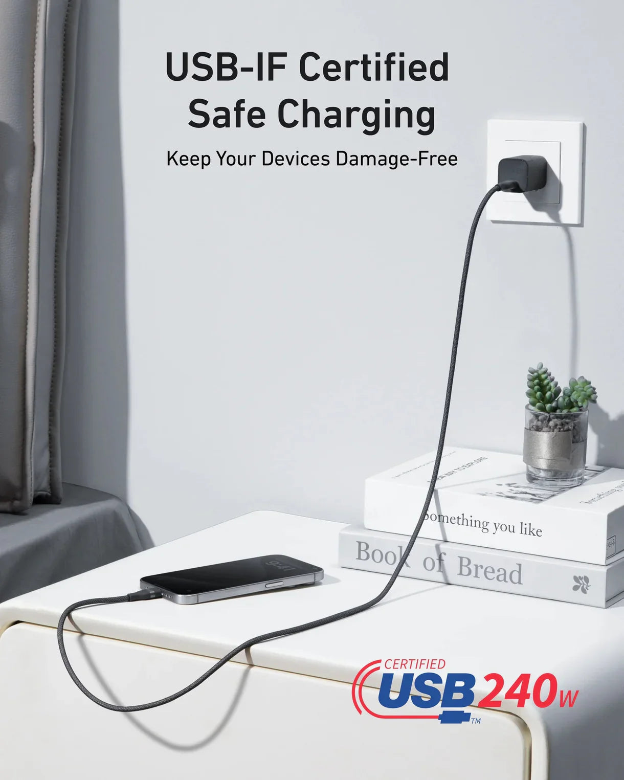 Anker USB-C to USB-C Cable 240W 6ft Black: Fast Charging, Durable Design