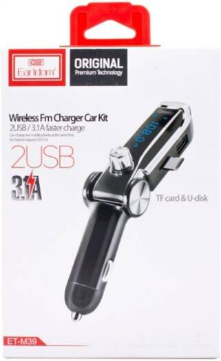 Earldom ET-M39 Bluetooth Car Charger FM Transmitter and Dual USB