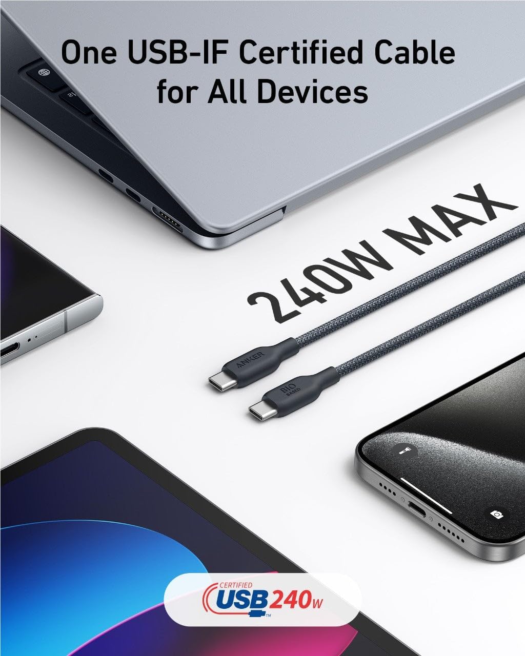 Anker Bio-Based 544 USB-C to USB-C Cable 3ft Black