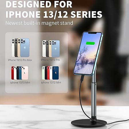 LZEL MagFusion Shield Magnetic Desktop Phone Stand Adjustable Black