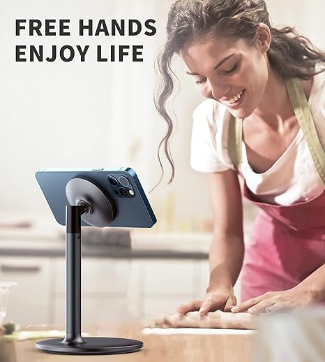 LZEL MagFusion Shield Magnetic Desktop Phone Stand Adjustable Black