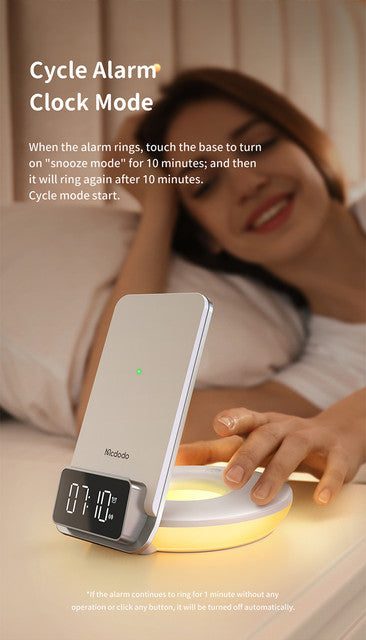 Mcdodo CH-1610 4-in-1 Desktop Wireless Charger with Alarm Lamp