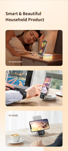 Mcdodo CH-1610 4-in-1 Desktop Wireless Charger with Alarm Lamp