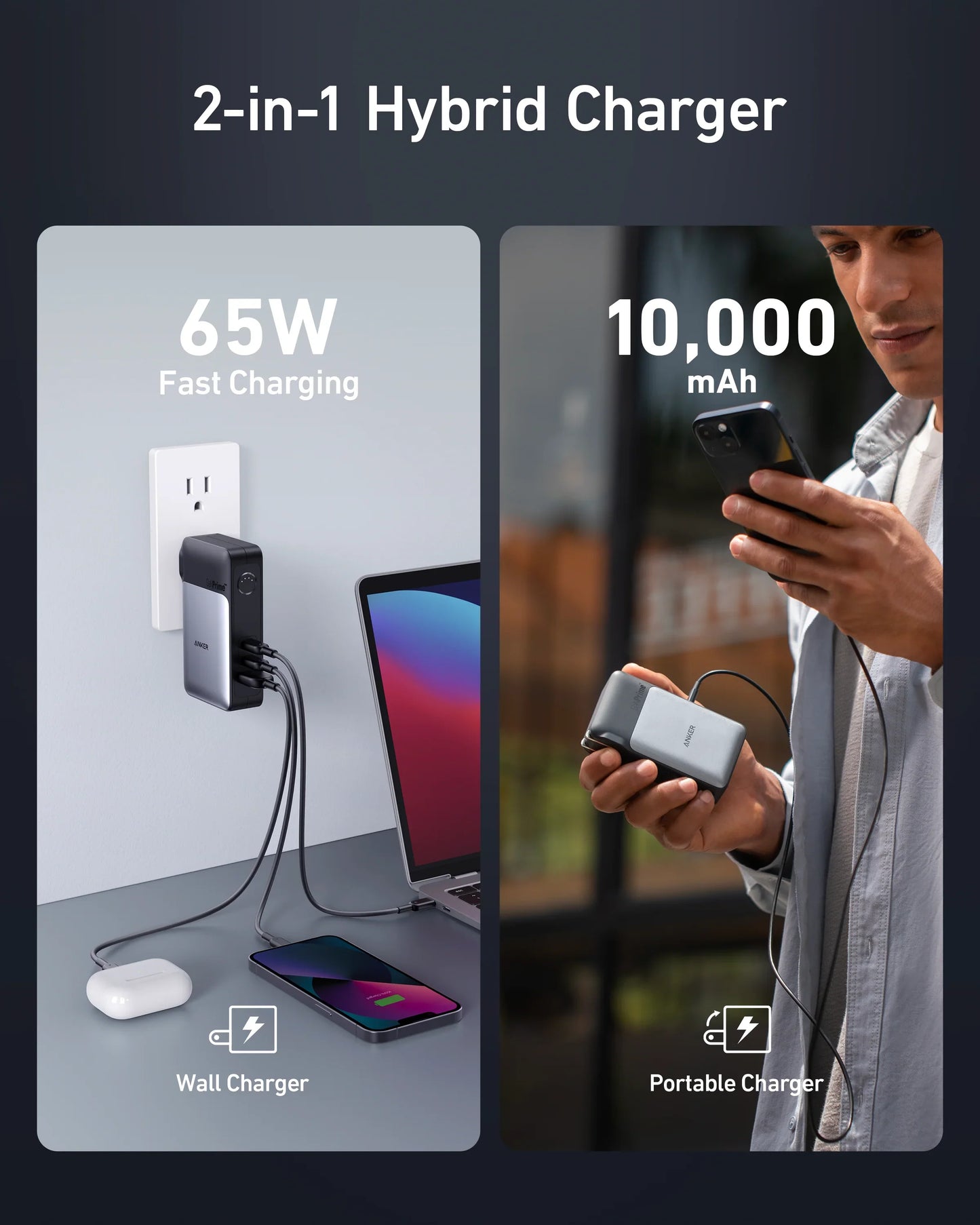 Anker GaNPrime 733 Power Bank: 65W Portable Charger with 10,000mAh Battery