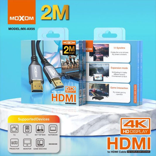 MOXOM MX-AX55 2m Pure Copper 4K HDMI 2.0 High‑Speed Cable