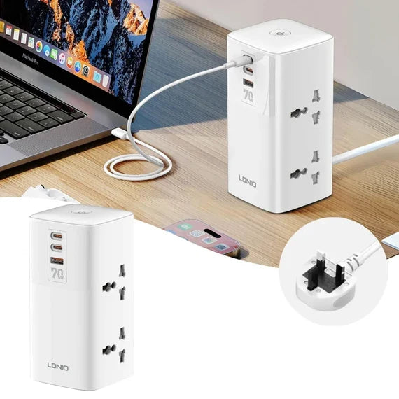 LDNIO 2500W Power Strip with 4 Triple Sockets and USB‑C
