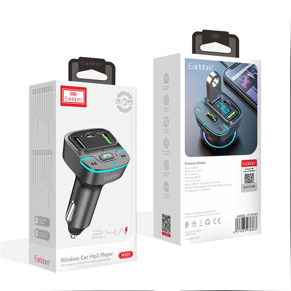 Earldom ET-M85 Premium FM Transmitter Car Charger with Bluetooth