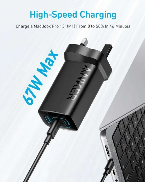 Anker 336 67W 3-Port Fast Charger: PowerIQ 3.0 USB-C & USB-A Hub