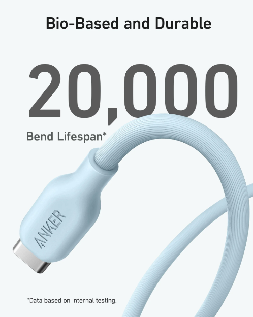 Anker 542 USB-C to Lightning Cable Bio-Based 3ft Blue High-Speed Charging