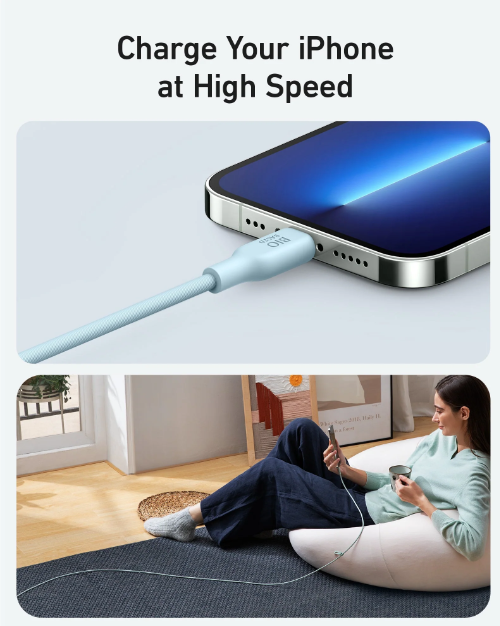 Anker 542 USB-C to Lightning Cable Bio-Based 3ft Blue High-Speed Charging