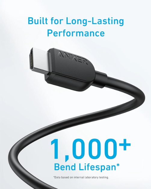 Anker 6ft 8K HDMI Cable: High-Speed, Superior Definition, Gold-Plated Connectors