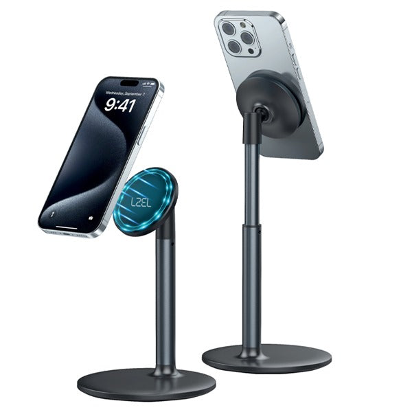 LZEL MagFusion Shield Magnetic Desktop Phone Stand Adjustable Black