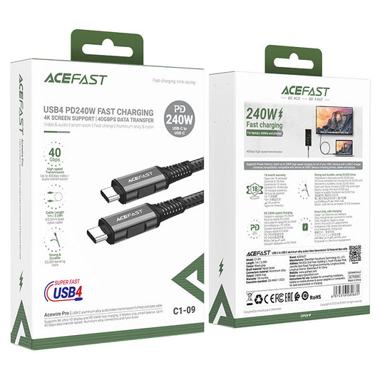 Acefast C1-09 240W USB‑C to USB‑C Cable with 4K Video