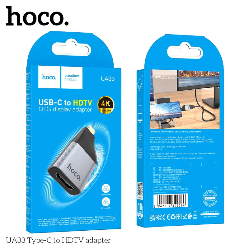 Hoco UA33 USB‑C to HDMI 4K UHD Adapter for Devices