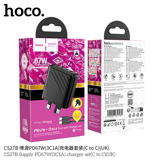 Hoco CS27B 4-Port 67W GaN Fast Charger with Type‑C Cable