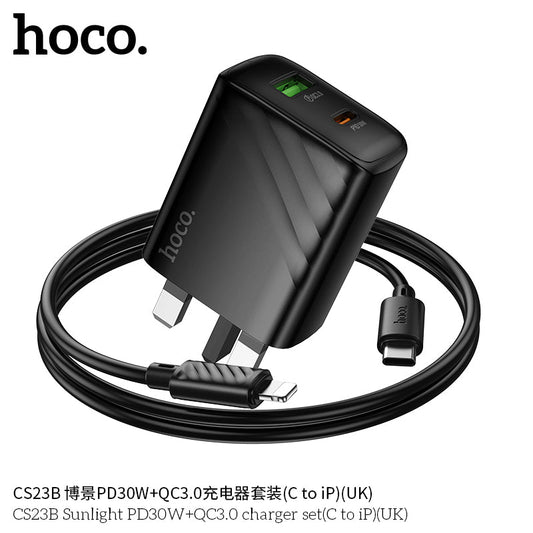 Hoco Sunlight 30W PD & QC3.0 Dual-Port Charger UK