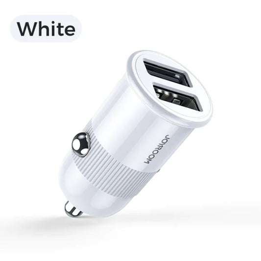Premium 3.1A Dual USB Car Charger with White Cable ##Earldom##