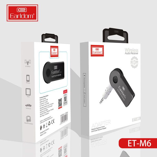 Earldom ET-M6 Bluetooth 5.0 Wireless Audio Receiver 3.5mm AUX