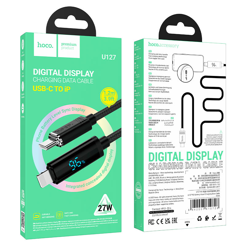 Hoco U127 Power PD Lightning to Type‑C Fast Charging Cable 1.2M