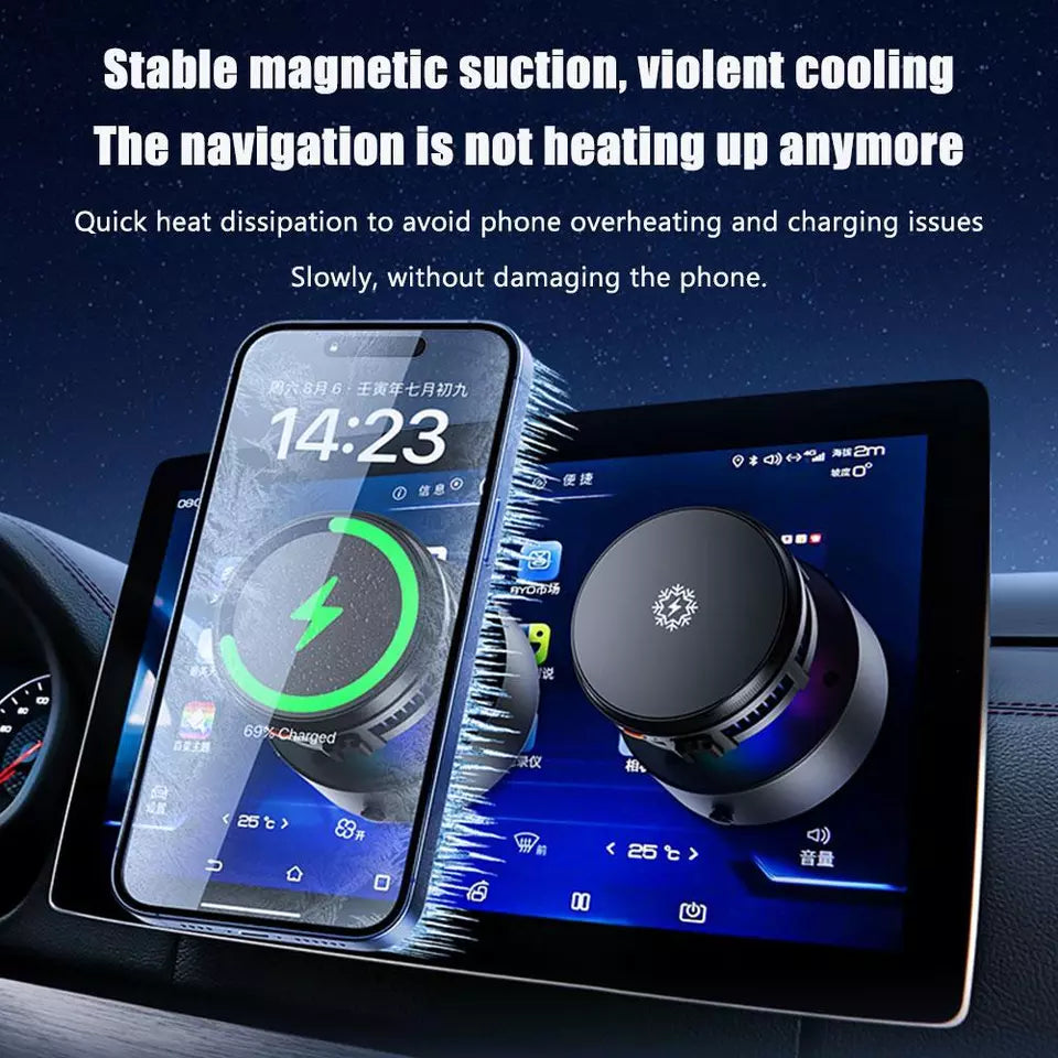 Smart Vacuum Suction Phone Holder with Wireless Charging - Black