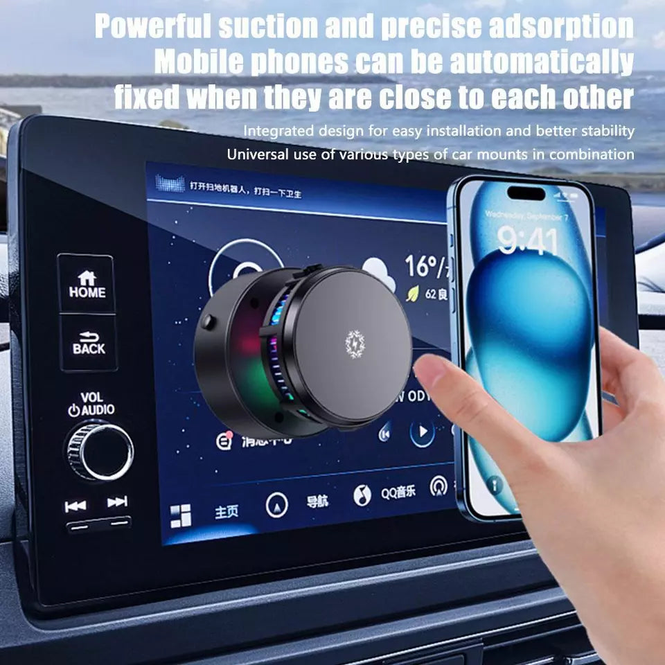 Smart Vacuum Suction Phone Holder with Wireless Charging - Black