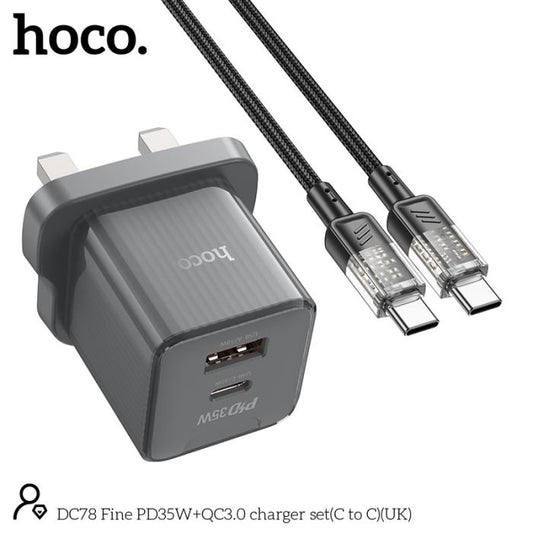 Hoco Dual Port PD35W Wall Charger with QC3.0 USB‑C Cable