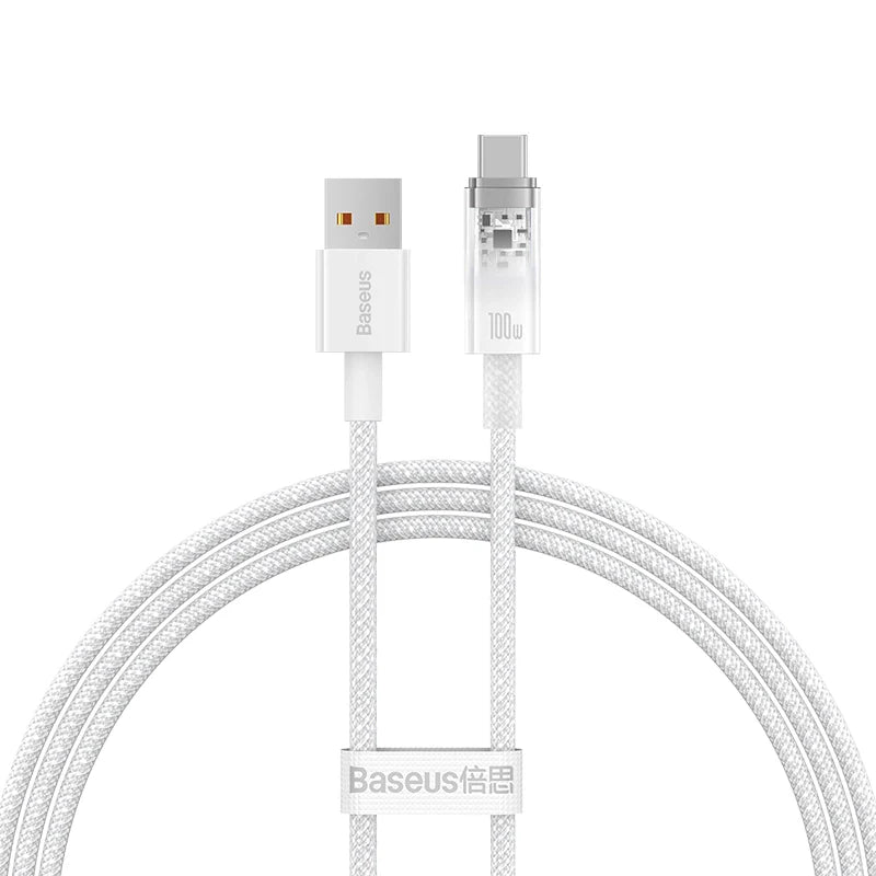 Baseus Flash USB‑C Quick Charge Cable 6A 1m White High‑Power