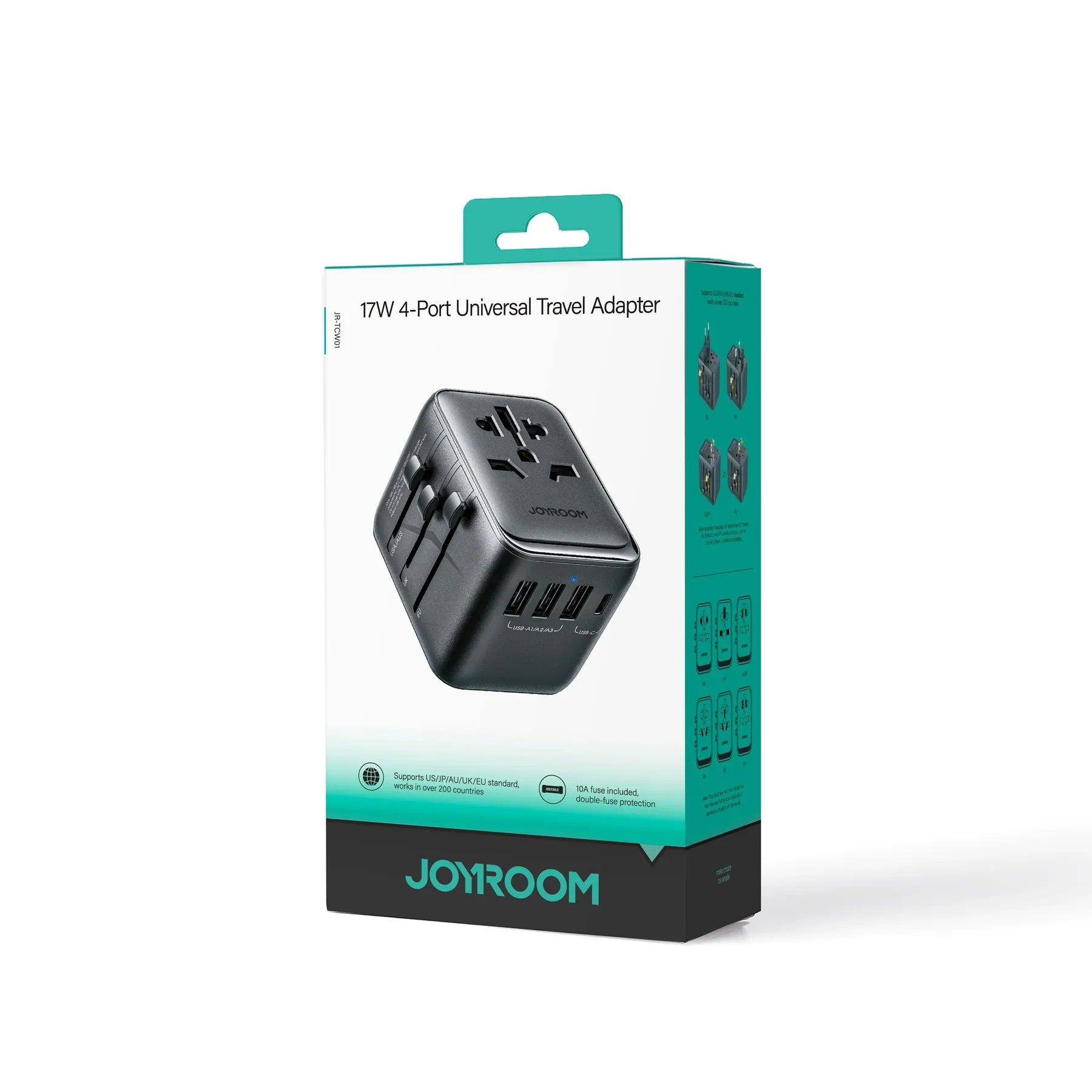 Joyroom 17W Universal Travel Adapter with Dual USB Ports Black
