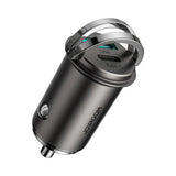 Joyroom 45W Mini Dual-Port Car Charger with Ring Pull – Grey