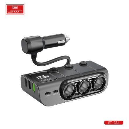 Earldom ES-CS4 3‑Way Cigarette Lighter Charger with Dual Type‑C PD