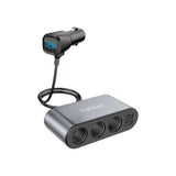 Earldom 120W Dual USB Car Charger with 4‑in‑1 Socket – Black