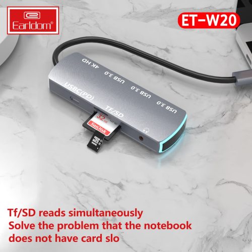 Earldom 8‑in‑1 USB‑C Adapter with 4K HDMI, PD, Card Readers