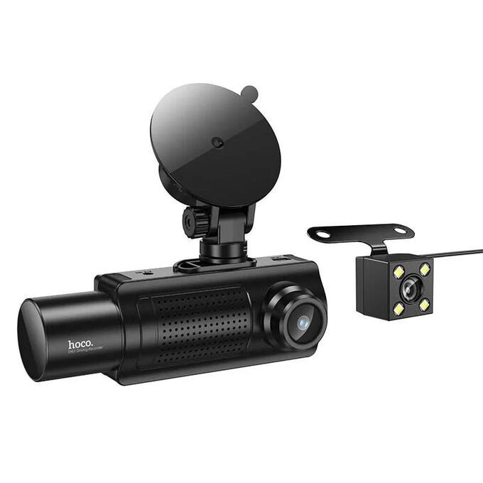 HOCO DI61 Mundial Triple‑Screen WiFi Dash Cam with Front, Rear and Cabin Recording