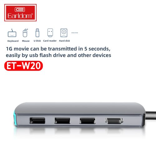 Earldom 8‑in‑1 USB‑C Adapter with 4K HDMI, PD, Card Readers