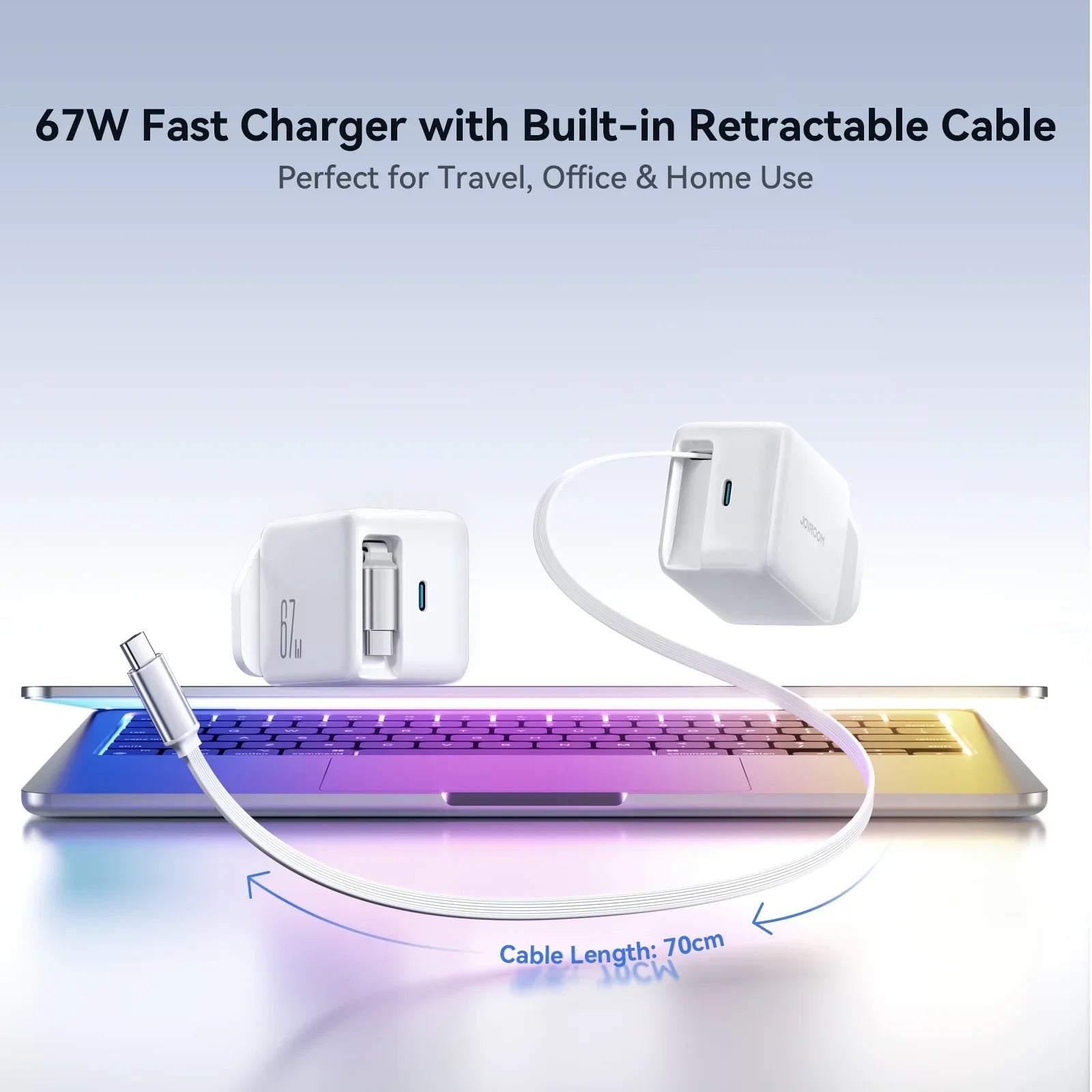 Joyroom 67W GaN Fast Charger with Retractable USB‑C Cable
