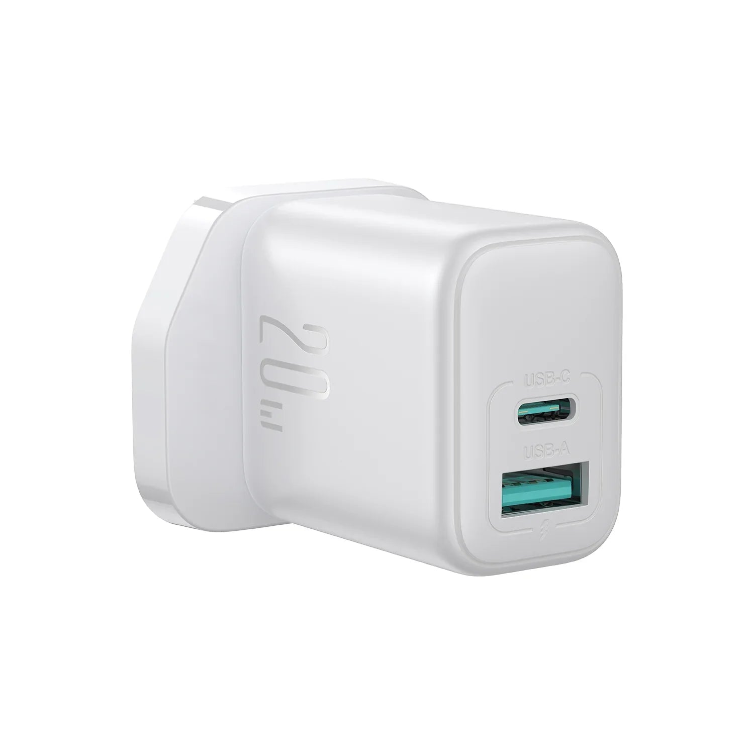 Joyroom 20W Dual-Port USB-A and USB-C Fast Charger UK White