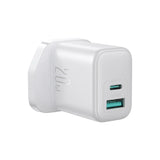 Joyroom 20W Dual-Port USB-A and USB-C Fast Charger UK White