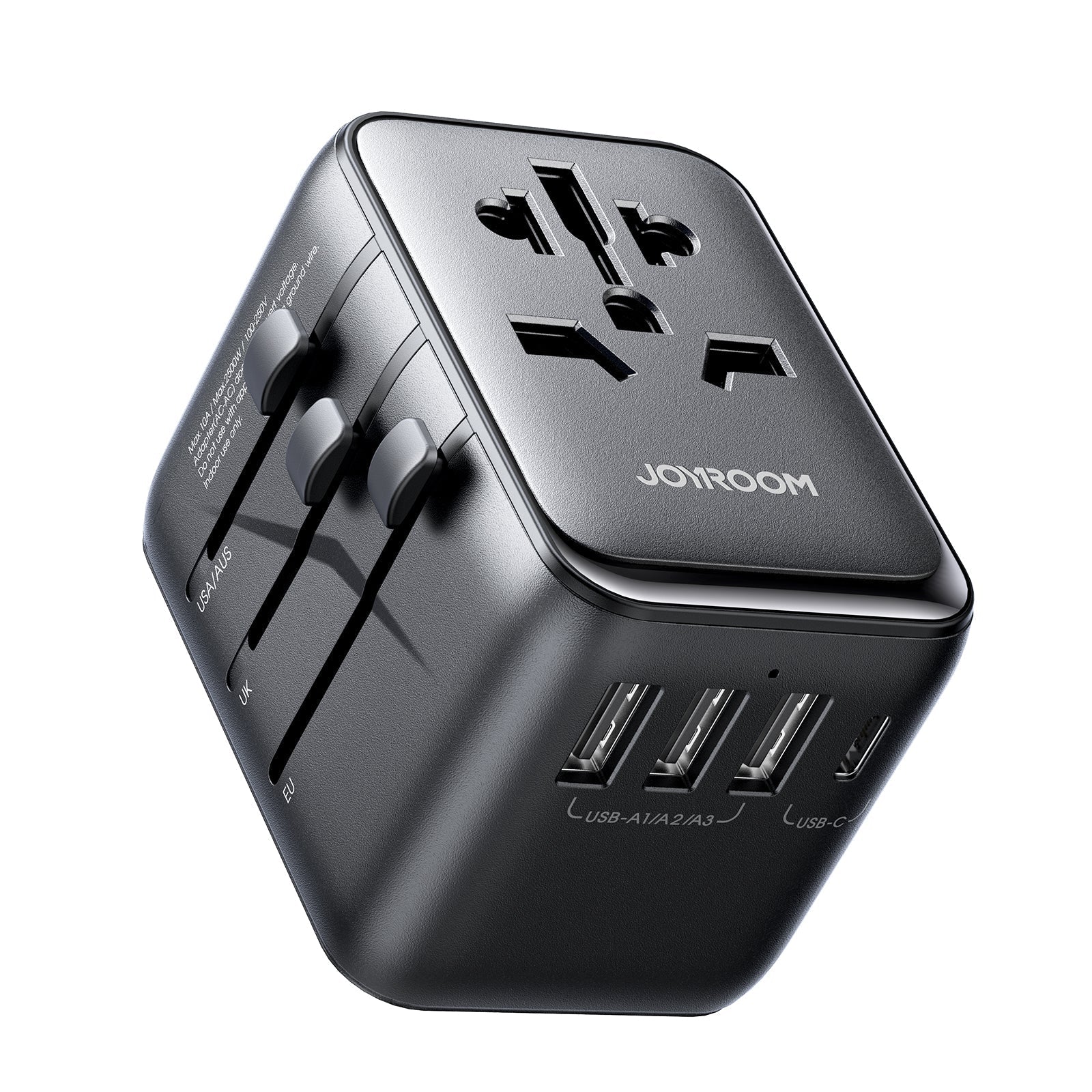 Joyroom 17W Universal Travel Adapter with Dual USB Ports Black