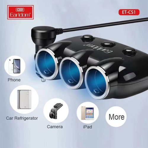 Earldom ES-CS1 Dual USB Car Socket Charger Splitter 3×12/24V