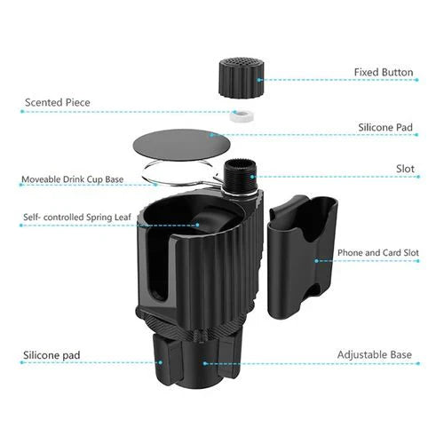 360° Adjustable Car Cup Holder Expander with Phone Coaster