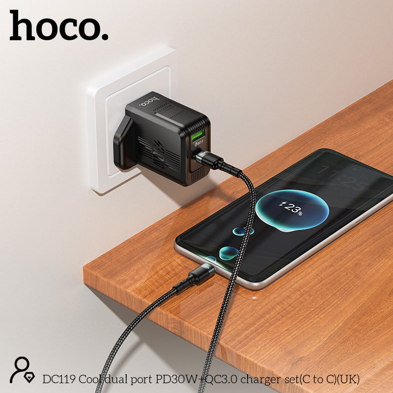 Hoco DC119 Dual Port PD30W + QC3.0 Fast Charger UK