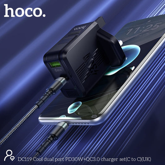 Hoco DC119 Dual Port PD30W + QC3.0 Fast Charger UK