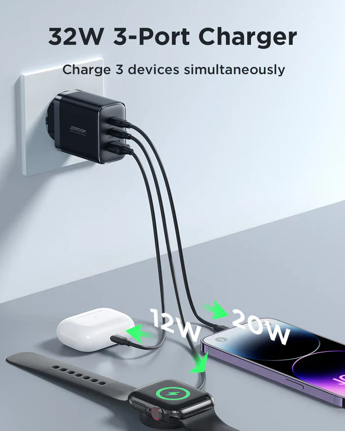 Joyroom 32W Mini Fast Charger with Dual PD/QC