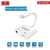 Earldom White 2-in-1 Lightning to 3.5mm Audio Adapter